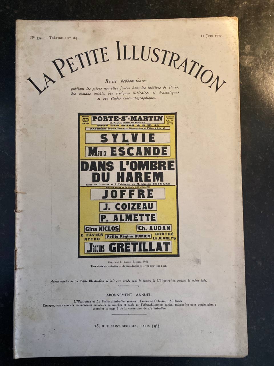 La Petite Illustration N°334 – 11 juin 1927