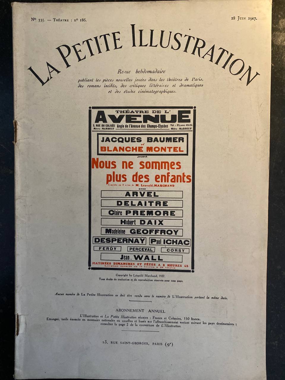 La Petite Illustration N°335 – 18 juin 1927