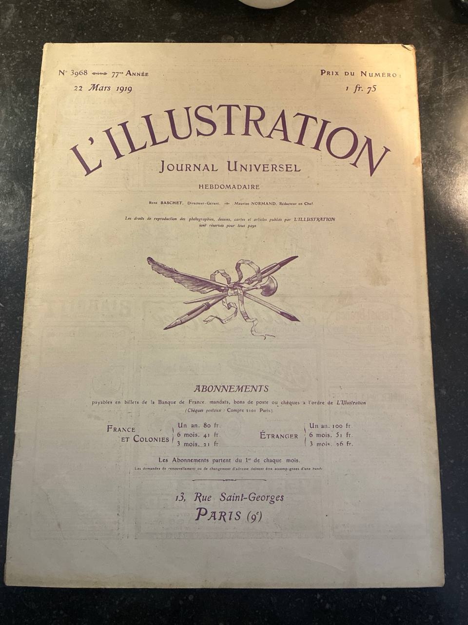 L'Illustration N°3968 – 22 mars 1919