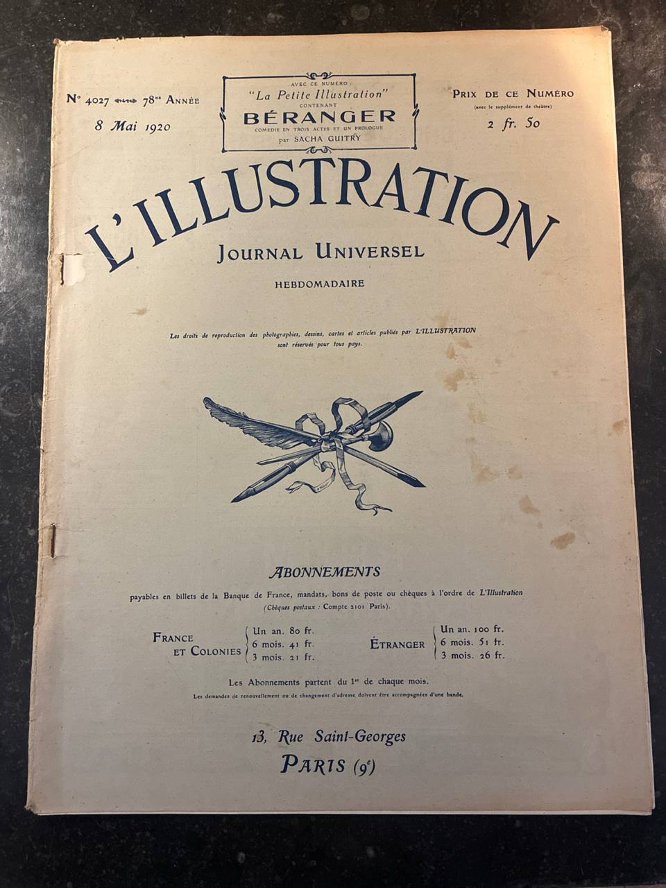 L'Illustration N°4027 – 8 mai 1920