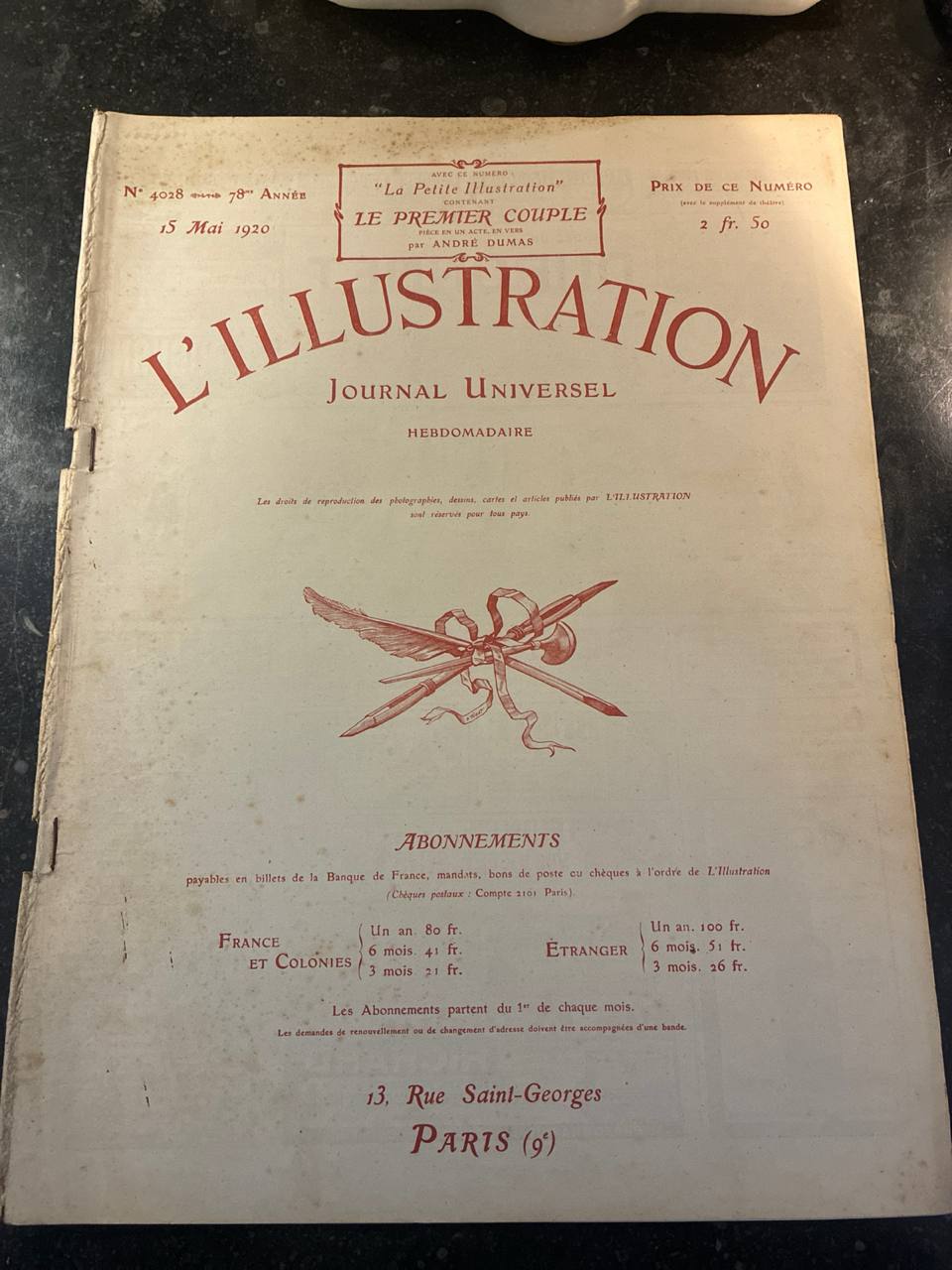 L'Illustration N°4028 – 15 mai 1920
