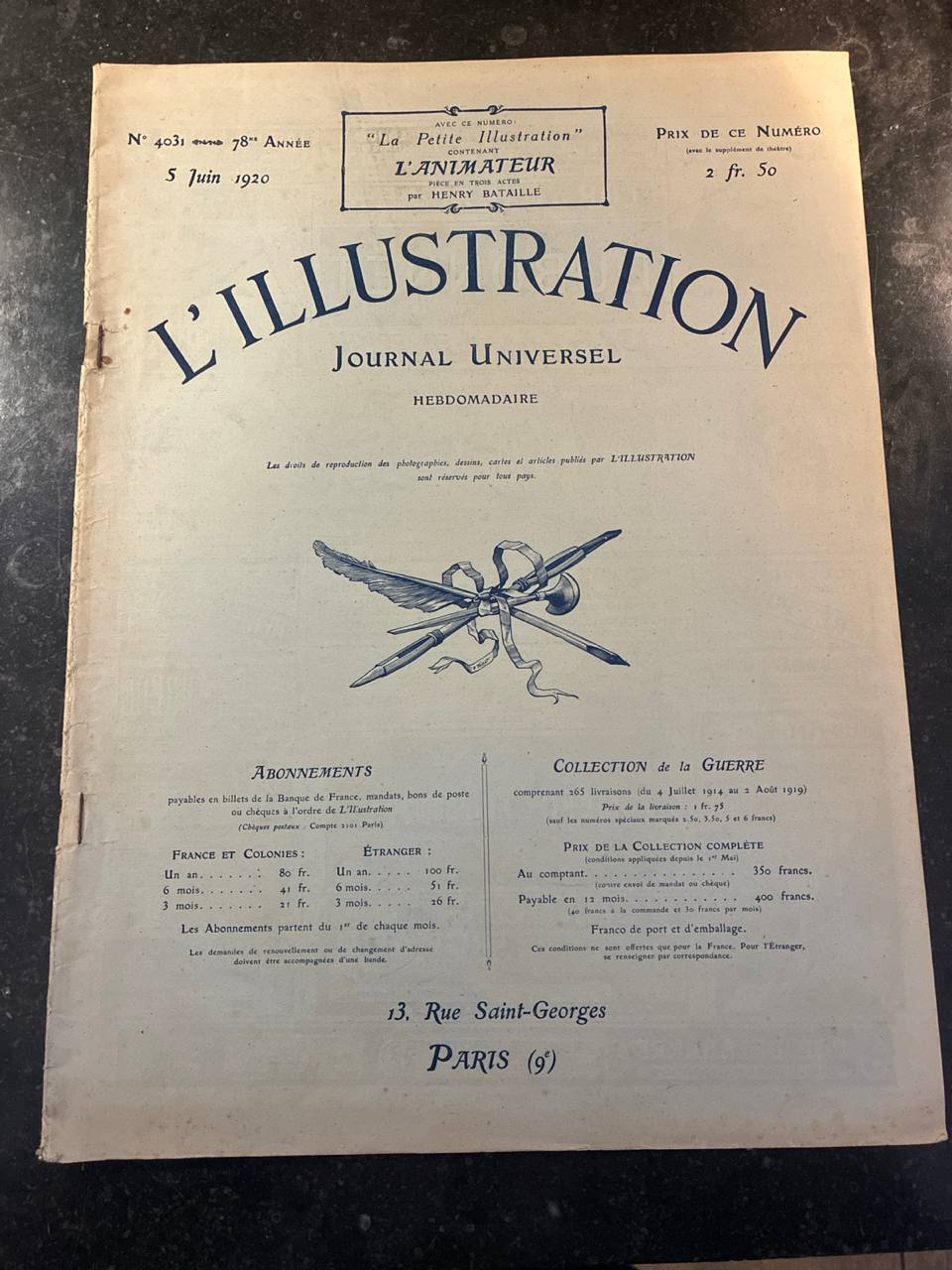 L'Illustration N°4031 – 5 juin 1920
