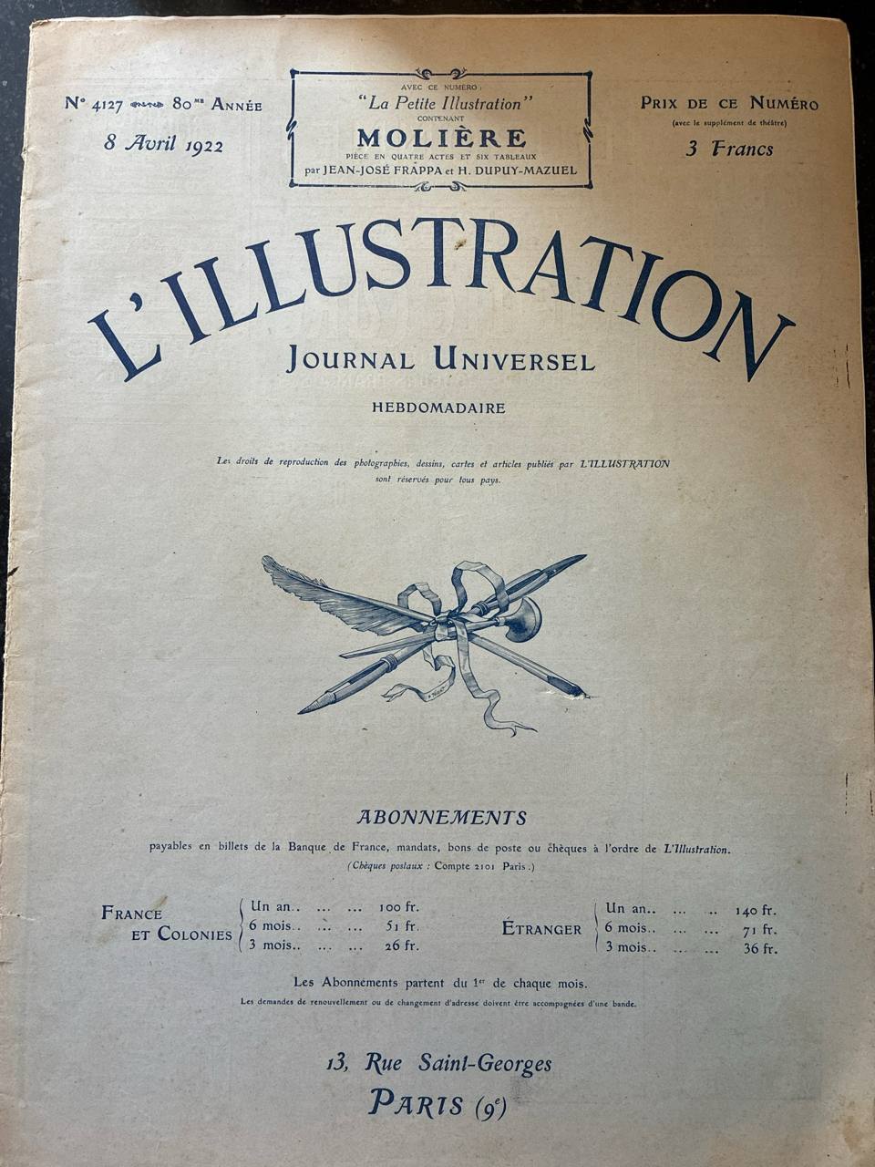 L'Illustration N°4127 – 8 avril 1922