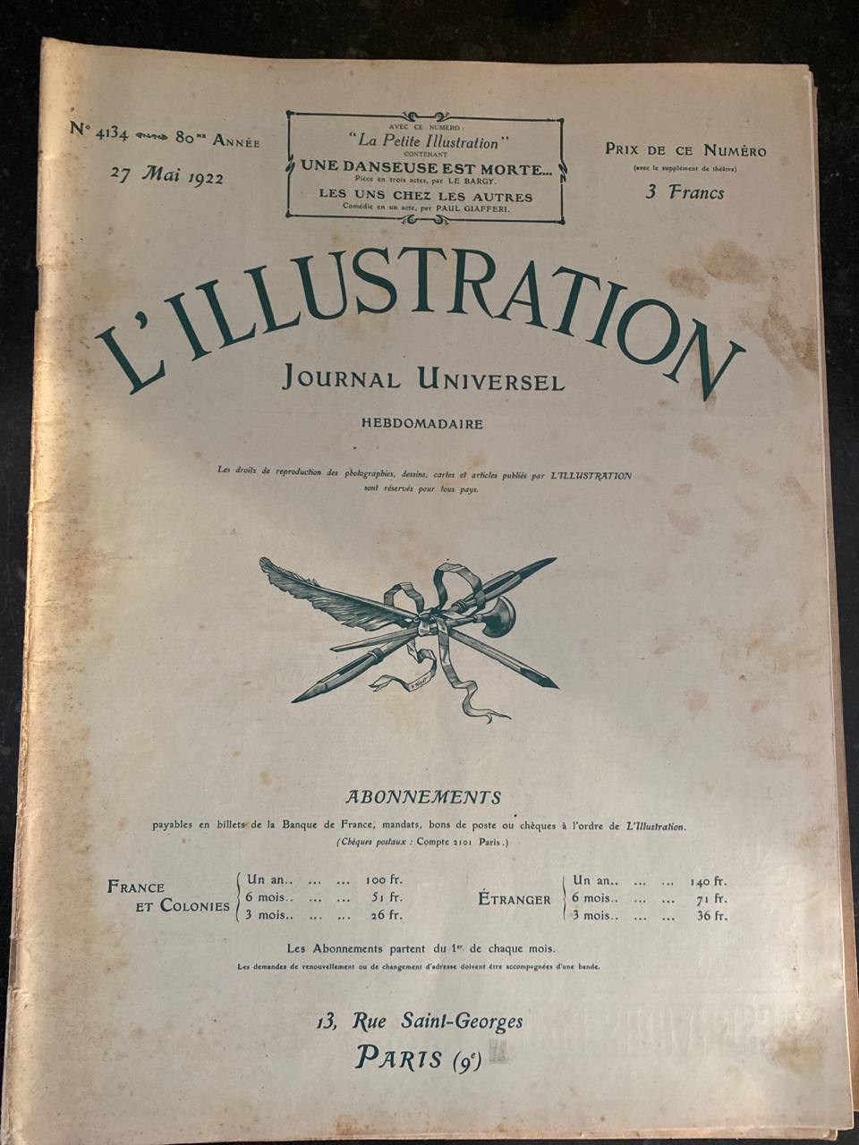 L'Illustration N°4134 – 27 mai 1922