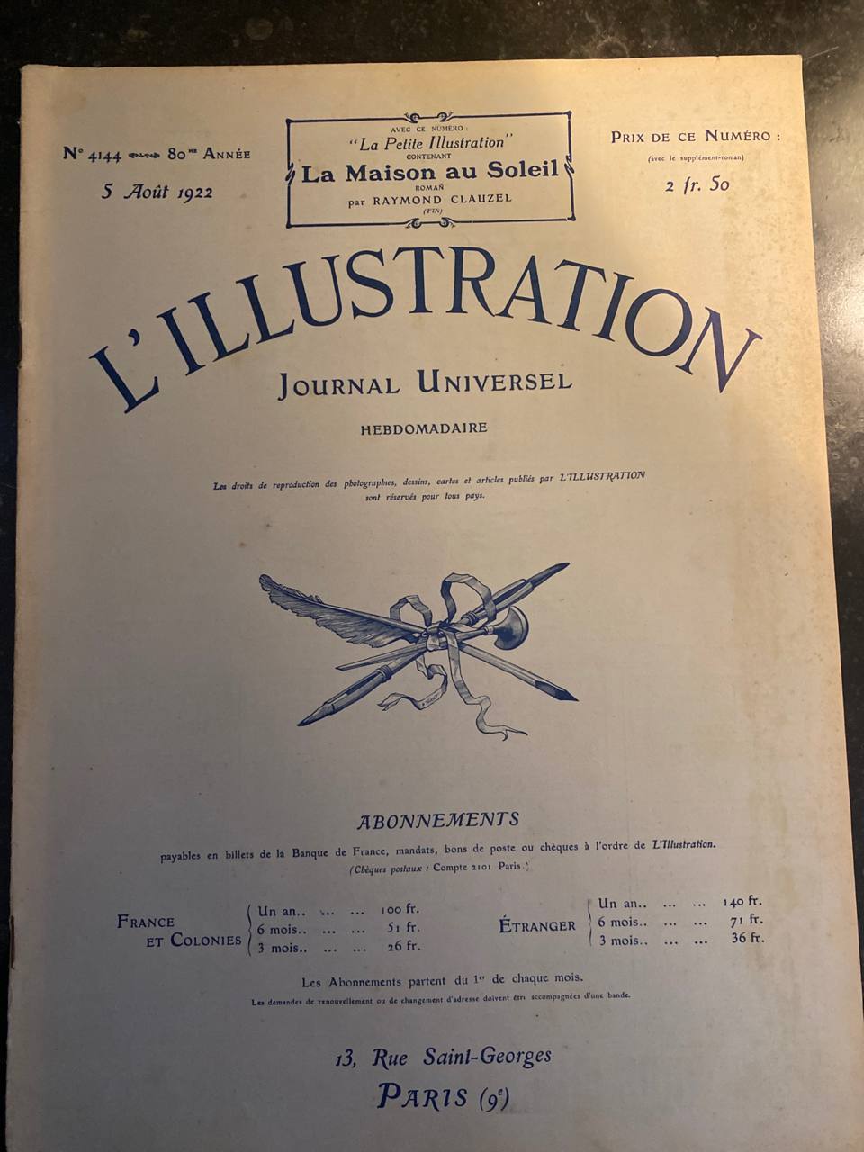 L'Illustration N°4144 – 5 août 1922