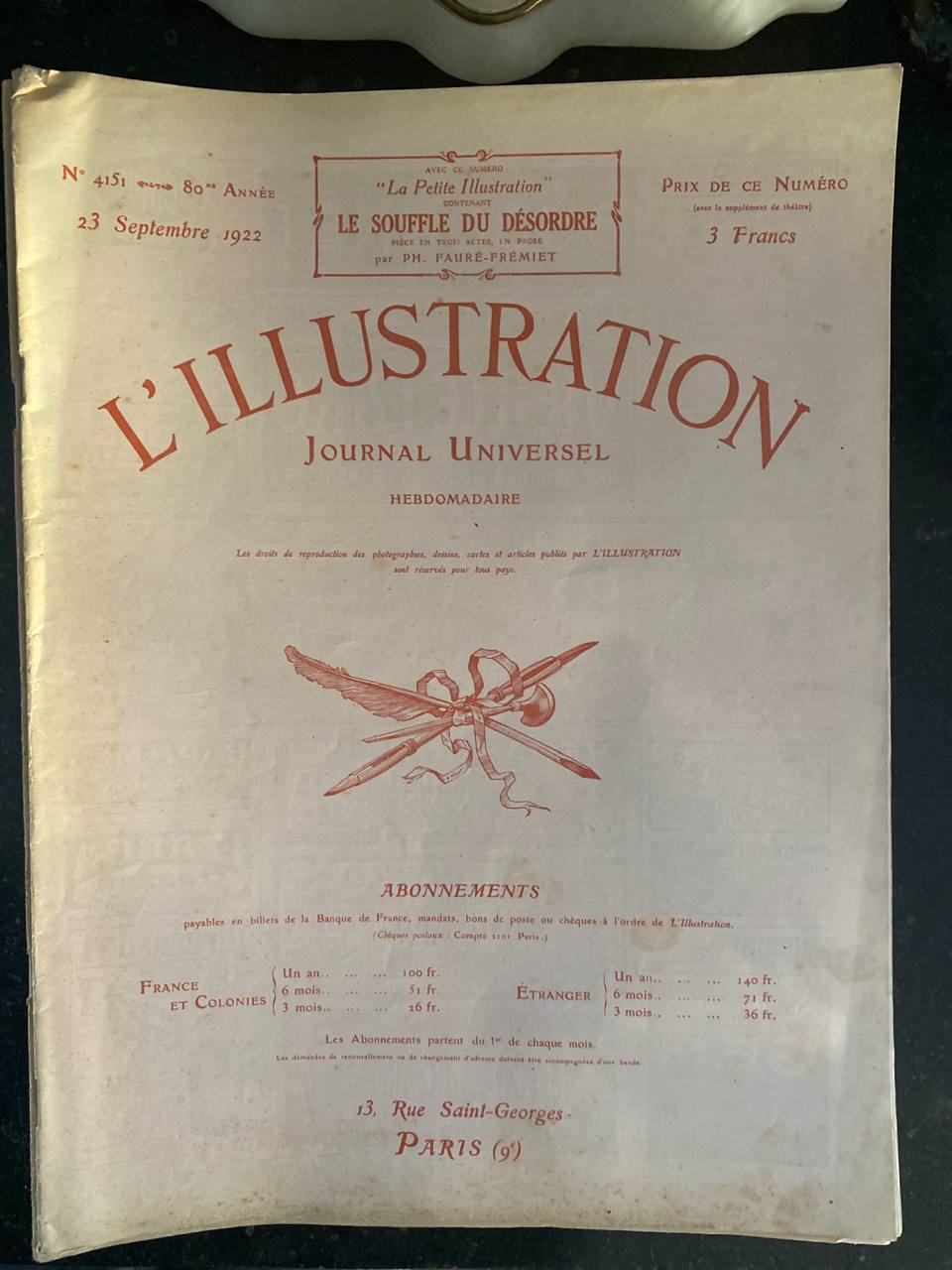 L'Illustration N°4151 – 23 septembre 1922