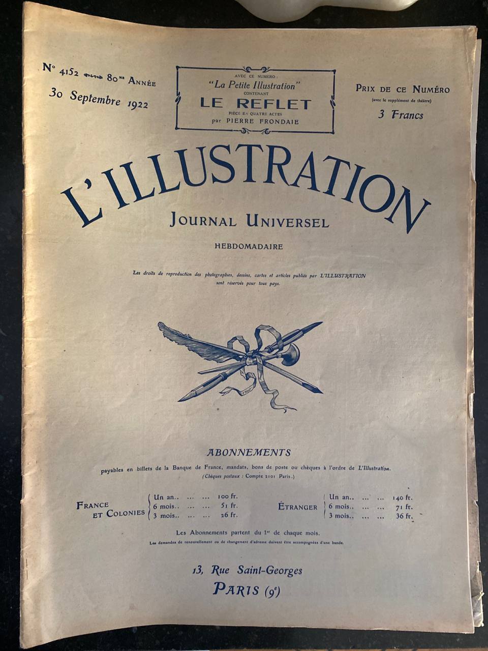 L'Illustration N°4152 – 30 septembre 1922