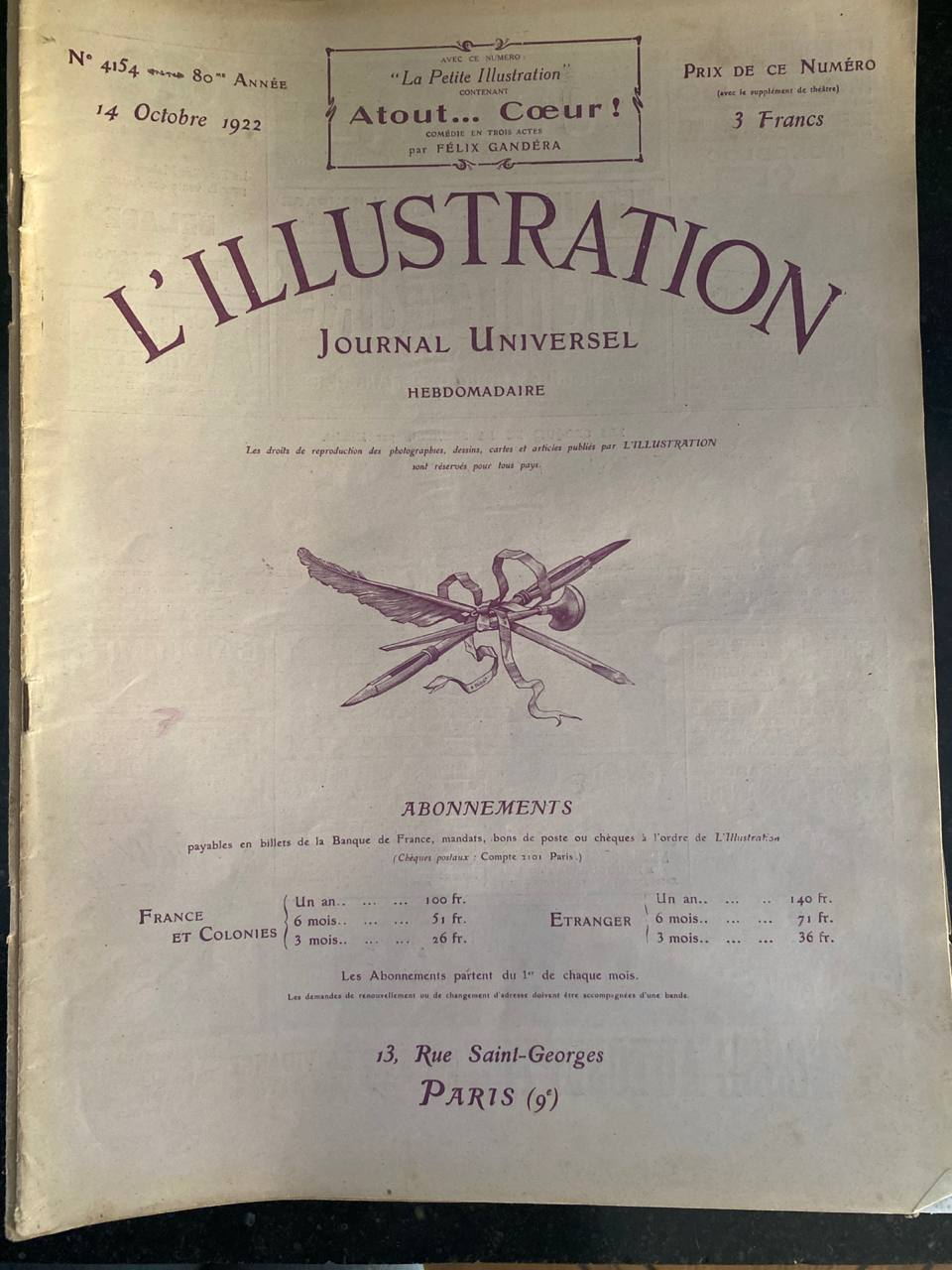 L'Illustration N°4154 – 14 octobre 1922