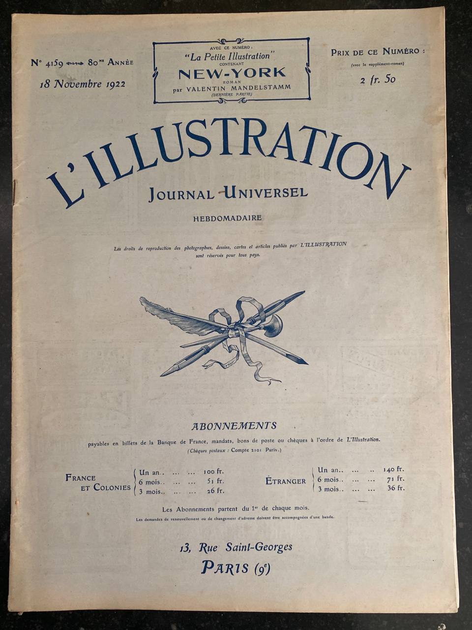 L'Illustration N°4159 – 18 novembre 1922