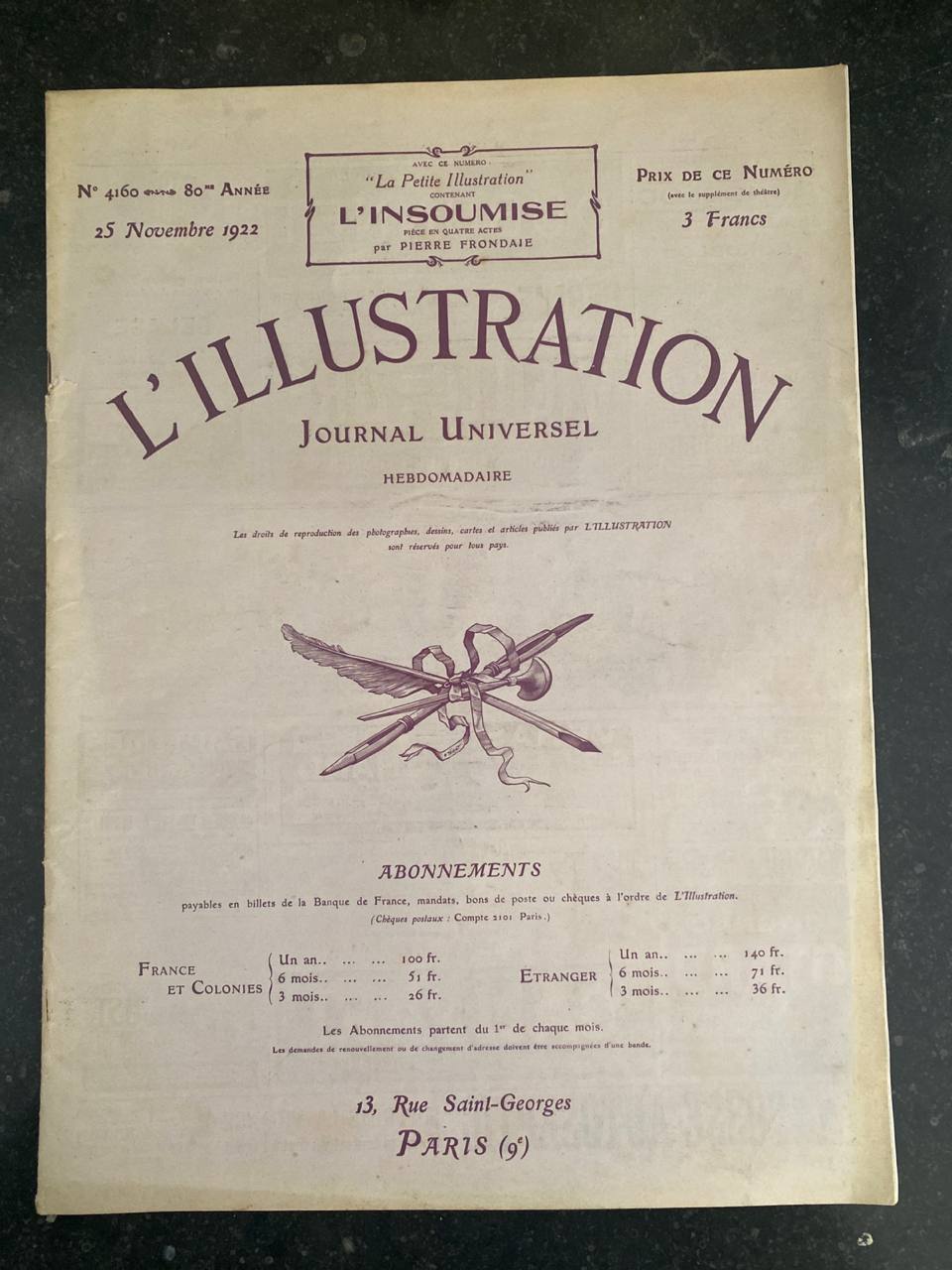 L'Illustration N°4160 – 25 novembre 1922