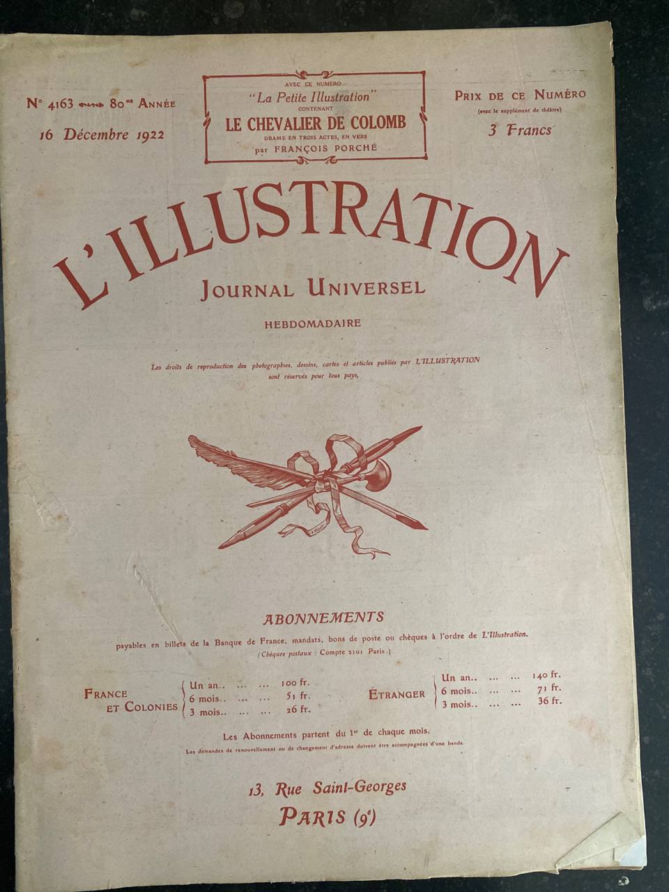 L'Illustration N°4163 – 16 décembre 1922