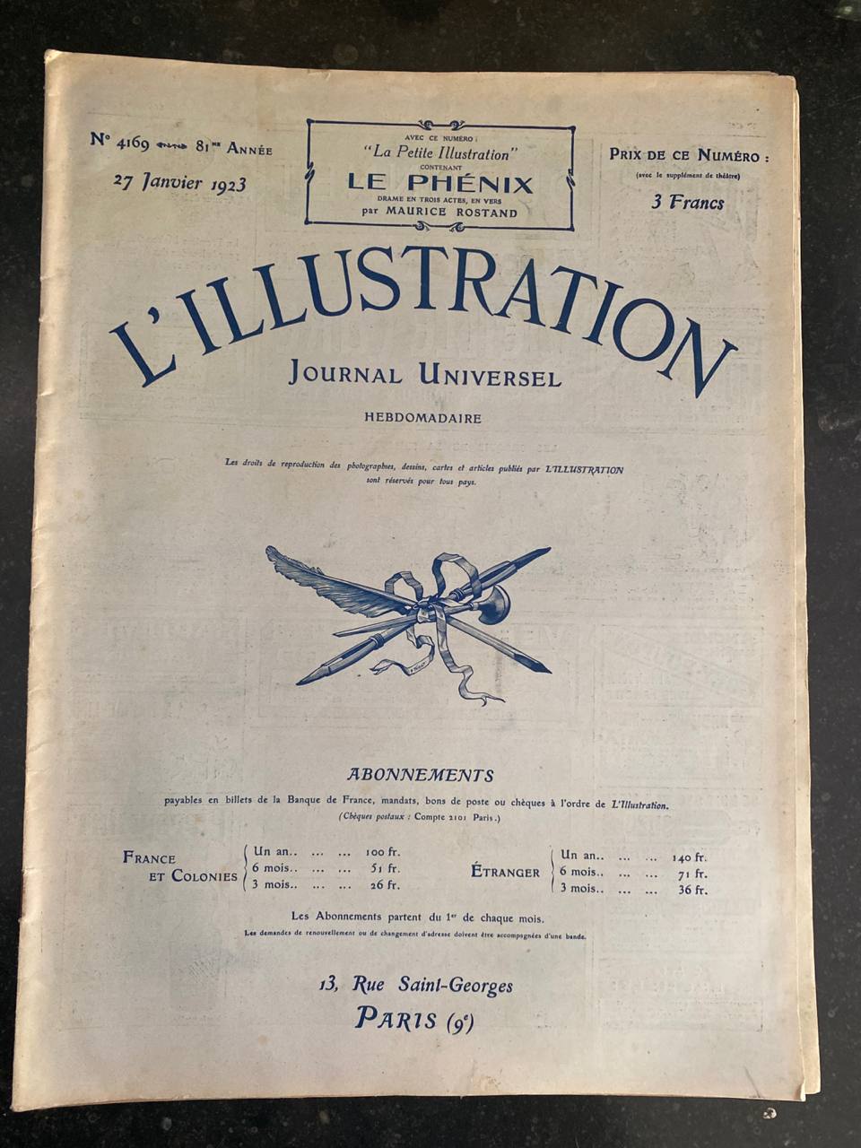 L'Illustration N°4169 – 27 janvier 1923
