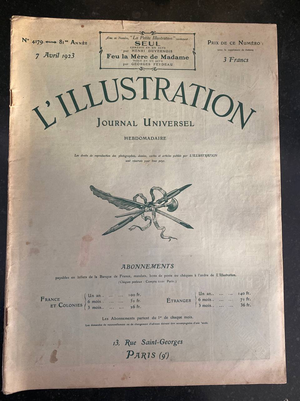 L'Illustration N°4179 – 7 avril 1923