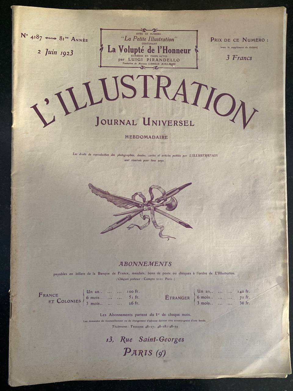 L'Illustration N°4187 – 2 juin 1923