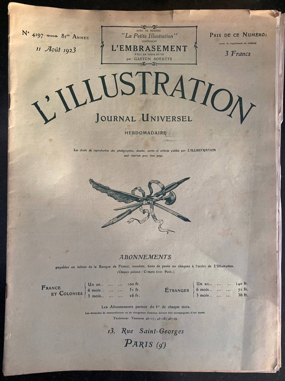 L'Illustration N°4197 – 11 août 1923
