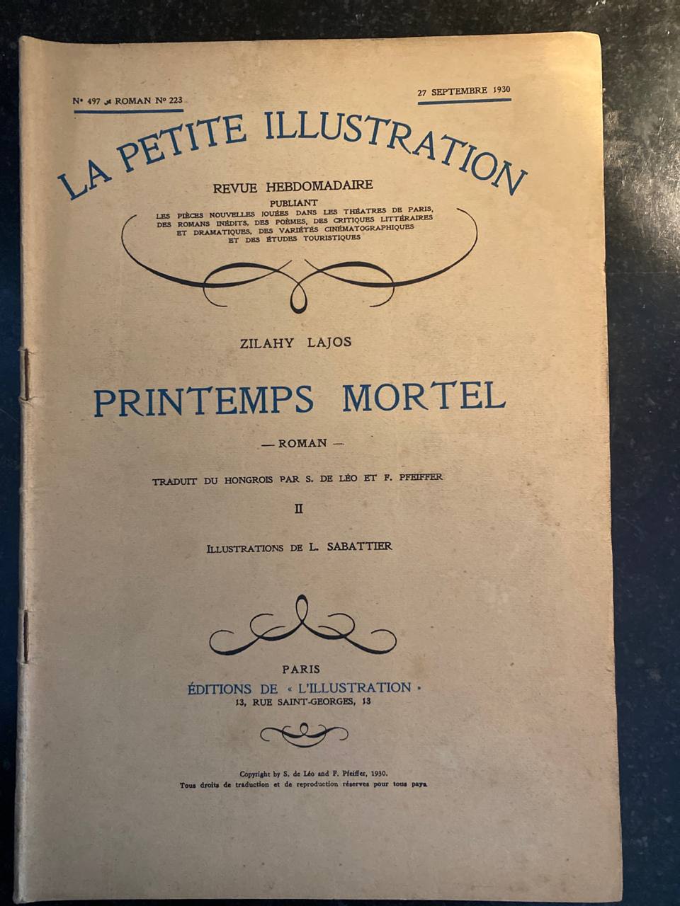 La Petite Illustration N°546 – 26 septembre 1931