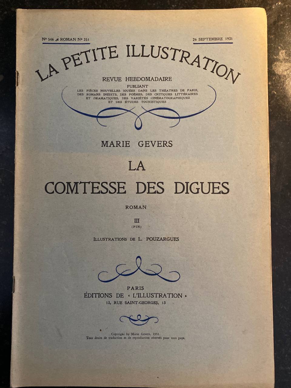 La Petite Illustration N°546 – 26 septembre 1931