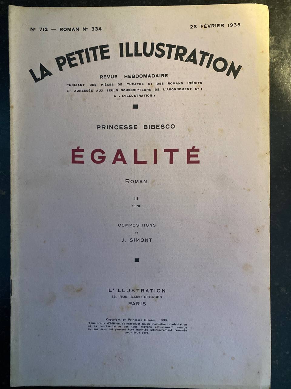 La Petite Illustration N°712 – 23 février 1935