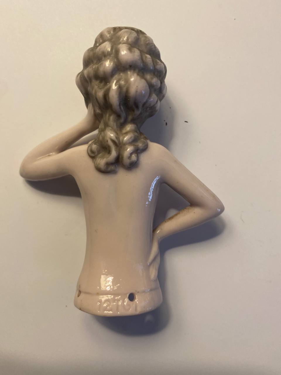 Half Doll Demi-poupée ancienne en porcelaine – buste féminin Art nouveau, Belle Époque