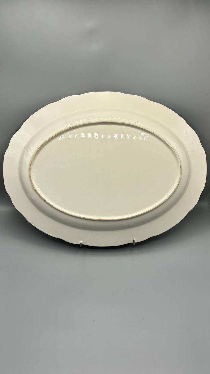 Grand plat ovale ancien décor japonisant oiseaux et fleurs fin XIXe siècle