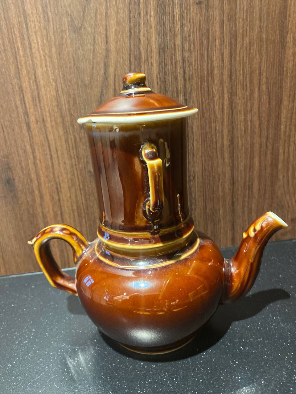 Cafetière filtre céramique émaillée brune – Esprit bistrot