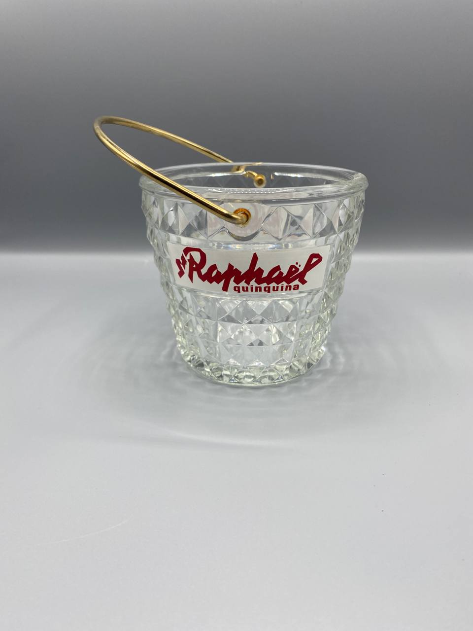 Seau à glaçons Saint-Raphaël Quinquina – Verre facetté – Anse dorée – Déco bistrot