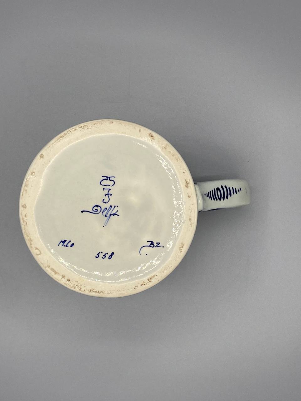 Chope à bière en faïence de Delft – Inscription Prosit – Peinte à la main – 1958
