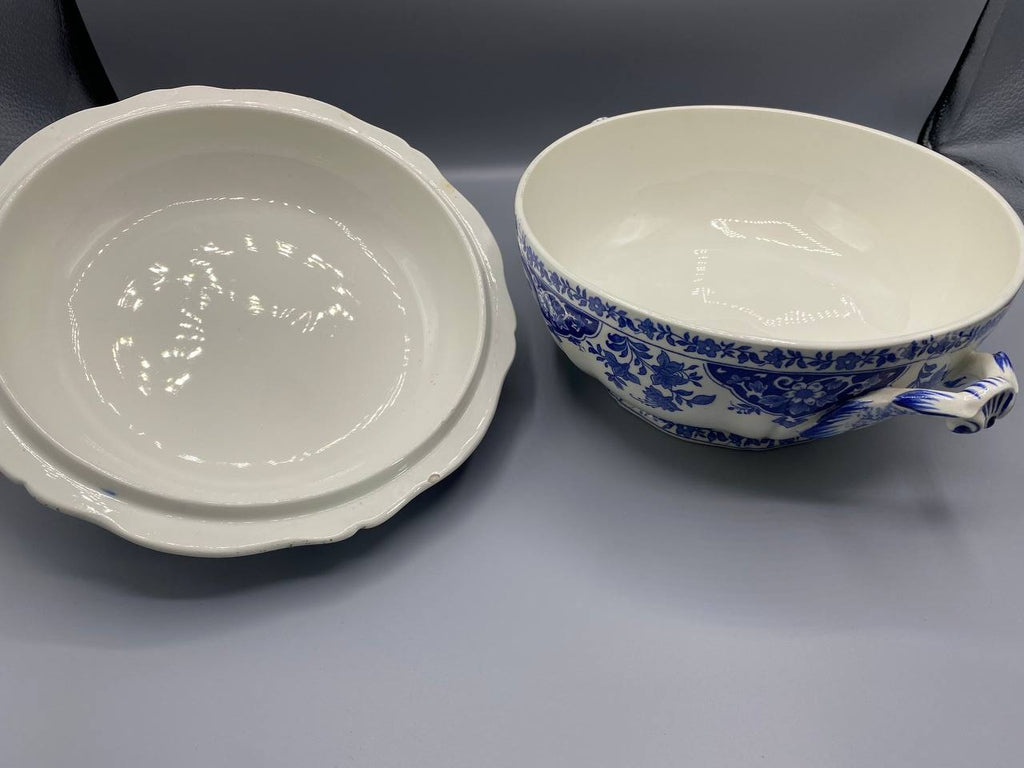 Soupière faïence fine bleu et blanc – Style Delft – Gien France