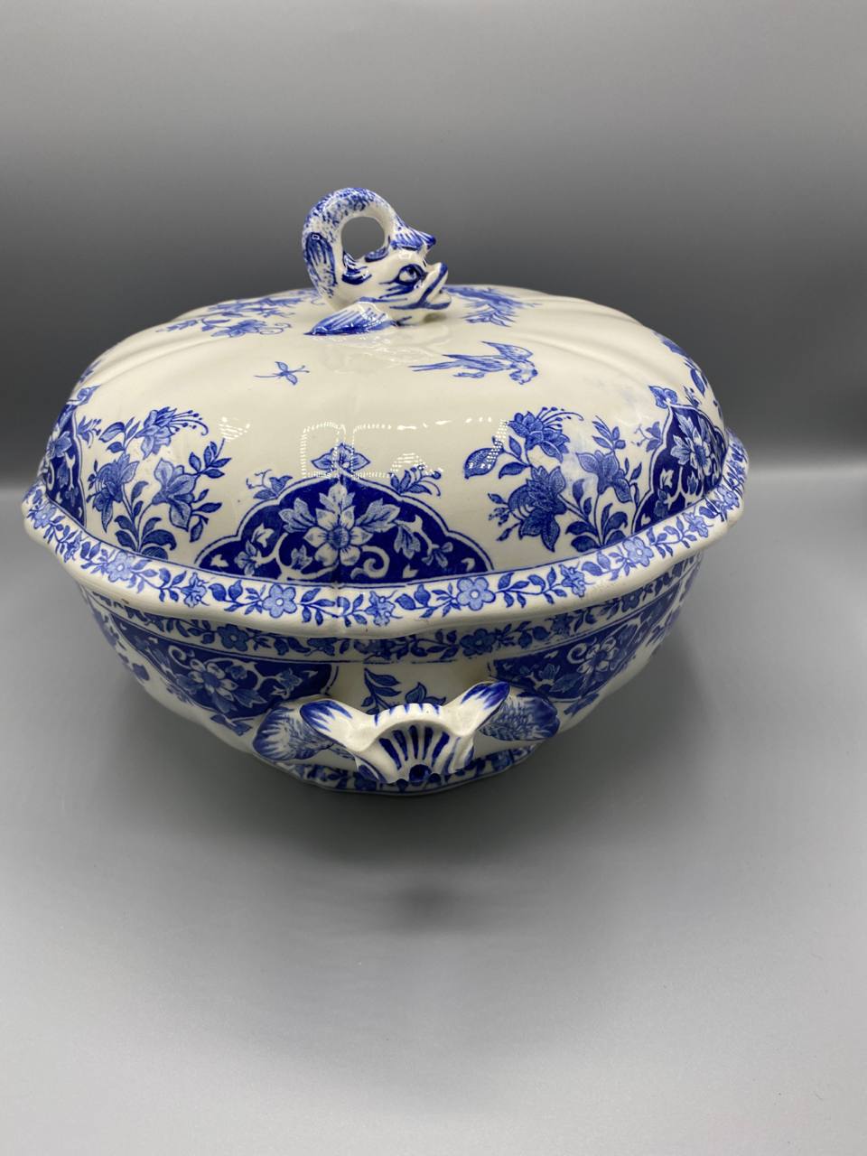Soupière faïence fine bleu et blanc – Style Delft – Gien France