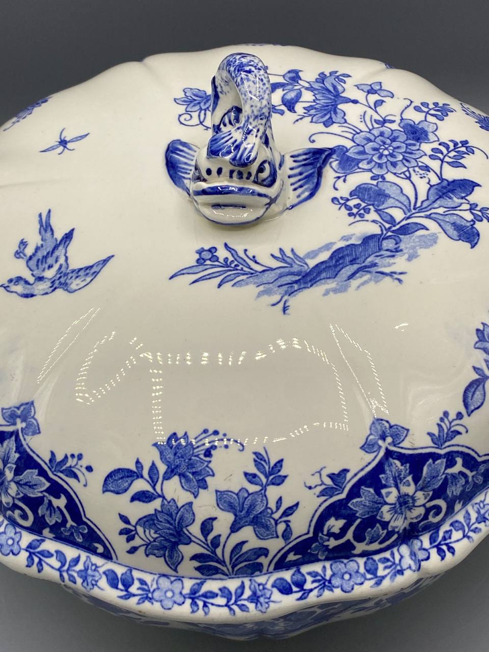 Soupière faïence fine bleu et blanc – Style Delft – Gien France