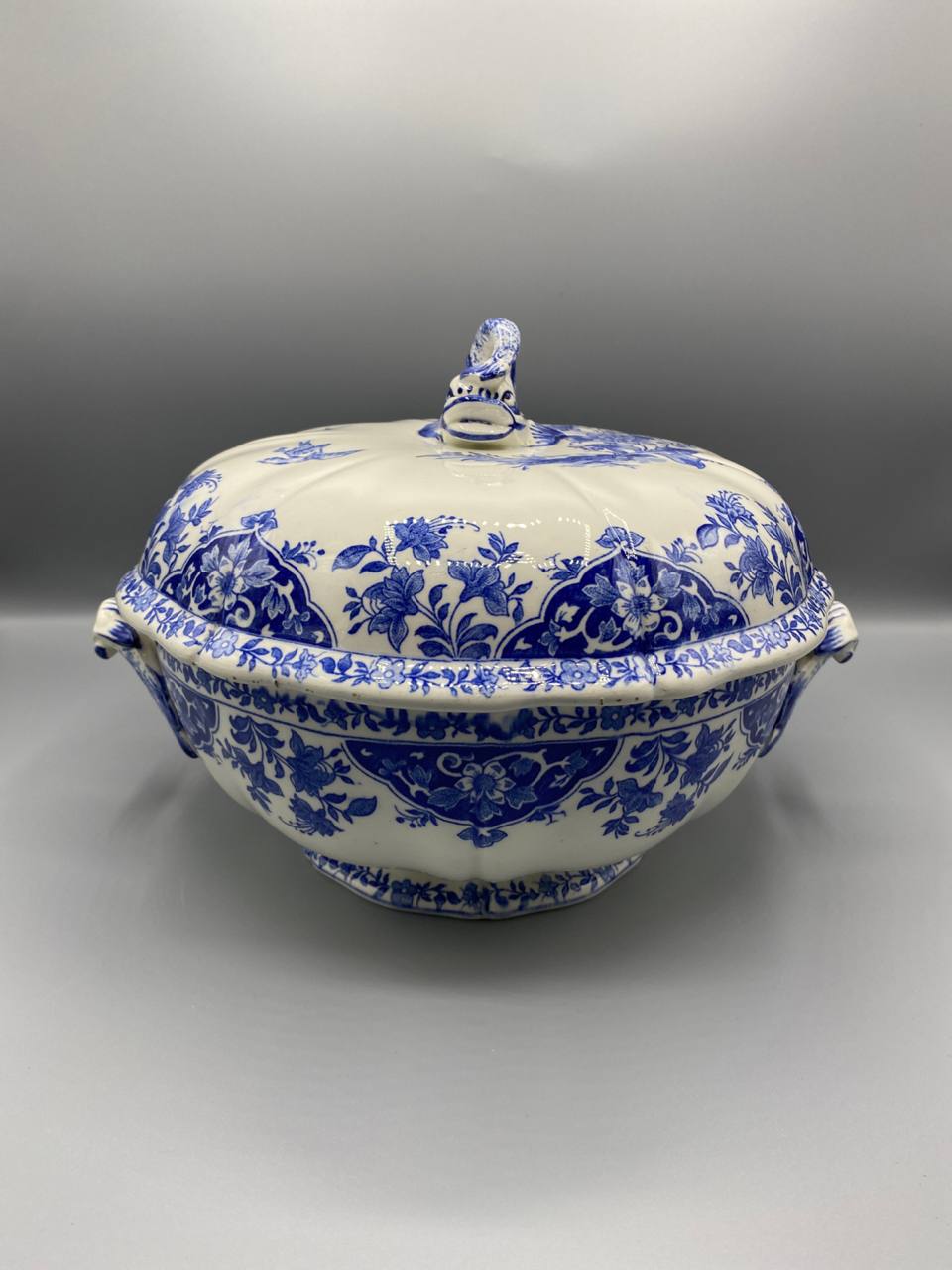 Soupière faïence fine bleu et blanc – Style Delft – Gien France