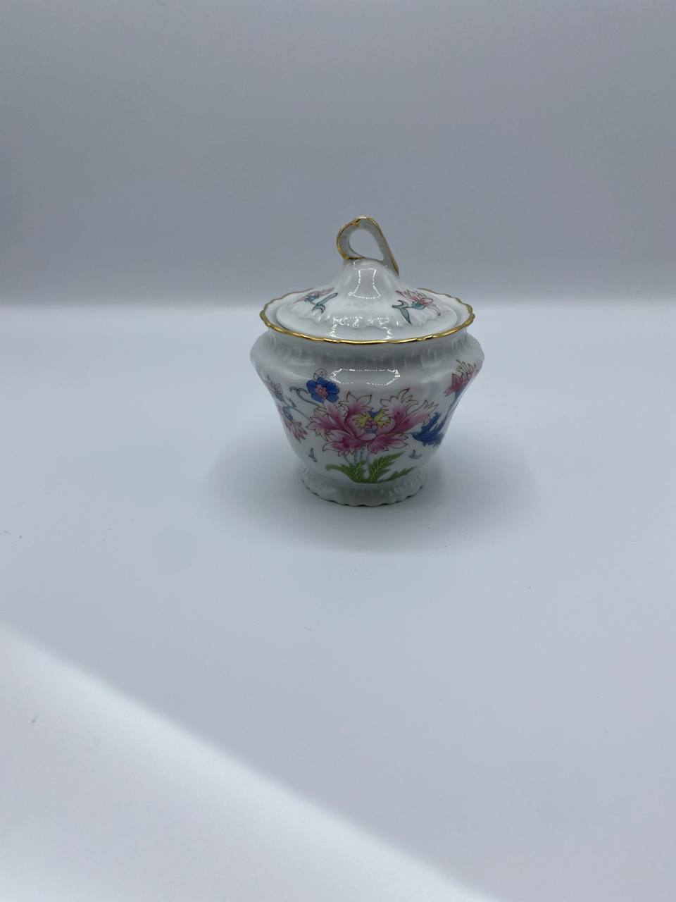 Sucrier porcelaine Haviland Limoges – Décor Pivoine – Complet avec couvercle