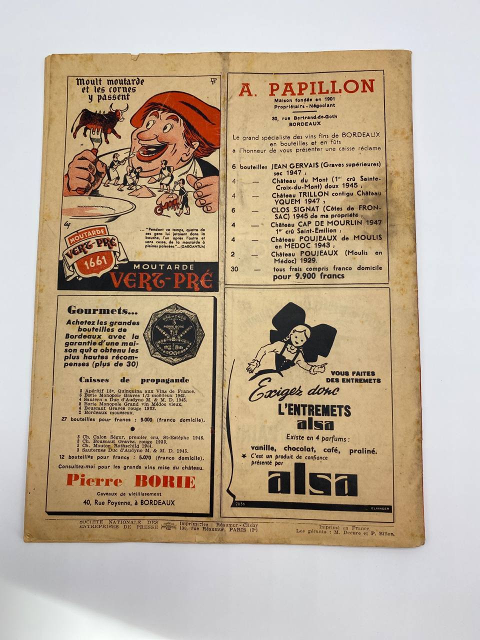 Cuisine et Vins de France – N°5 – Mai 1950