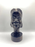 Buste féminin sculpté en bois – Coiffure tressée – Art africain