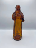 Bouteille figurine en verre ambré moulé – Sage oriental barbu – Lejay-Lagoute Dijon