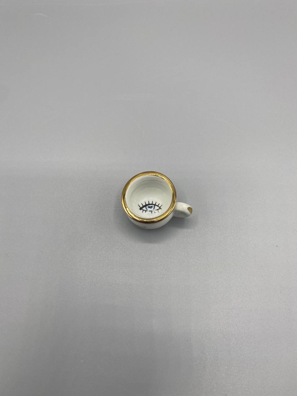 Miniature pot de chambre en porcelaine de Limoges – « Bonne Année » doré, œil au fond – Vintage