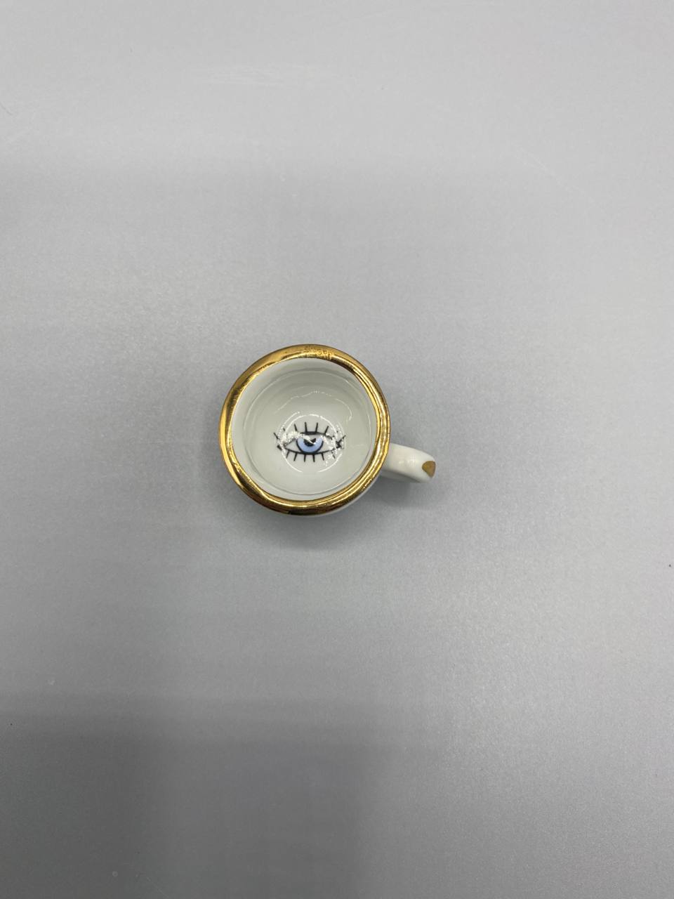Miniature pot de chambre en porcelaine de Limoges – « Bonne Année » doré, œil au fond – Vintage