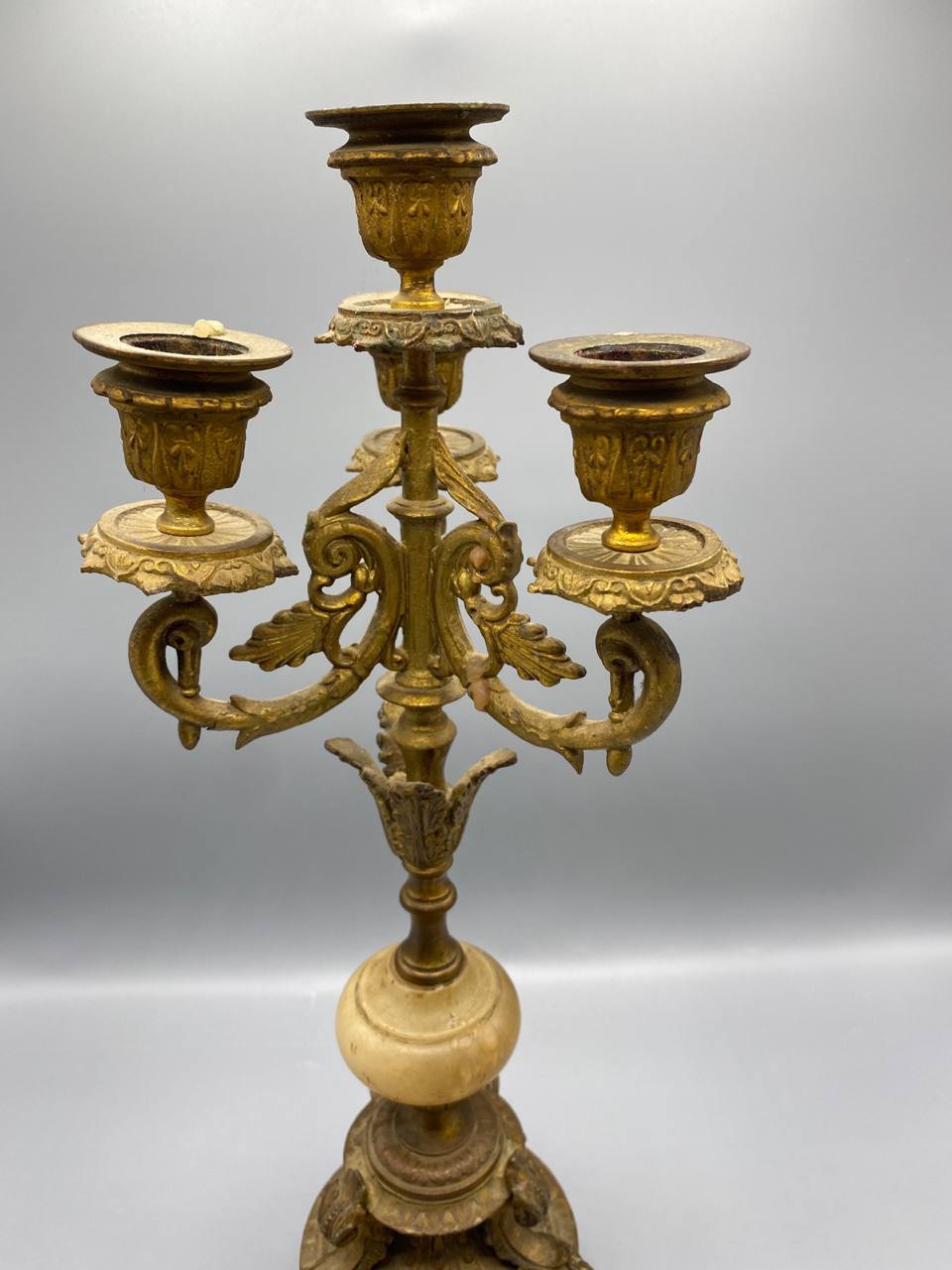 Candélabre 4 branches en régule doré et onyx – Style Napoléon III – France, circa 1870-1890