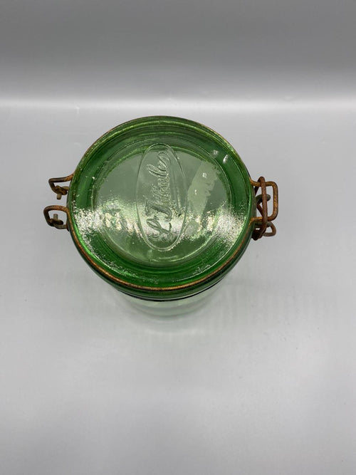 Bocal « L'Idéale » en verre vert – Fermeture fil de fer – France, circa 1920-1950