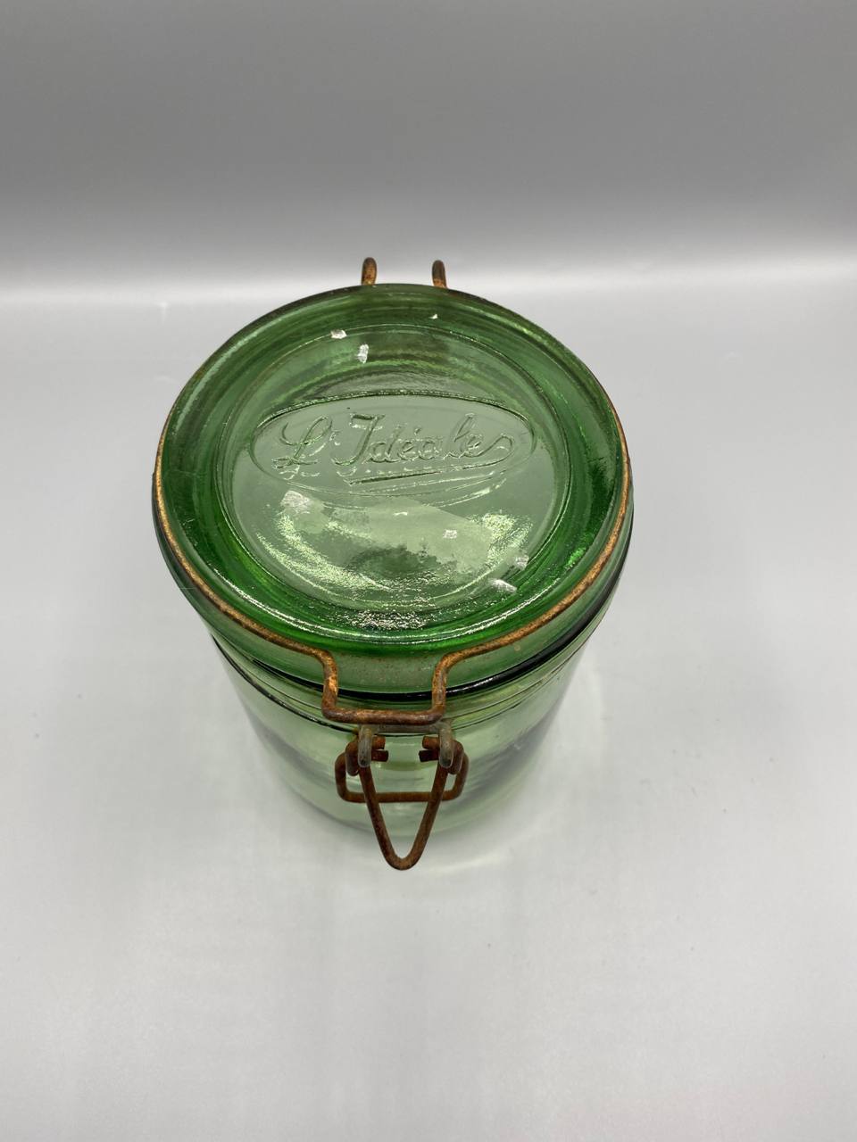 Bocal « L'Idéale » en verre vert – Fermeture fil de fer – France, circa 1920-1950