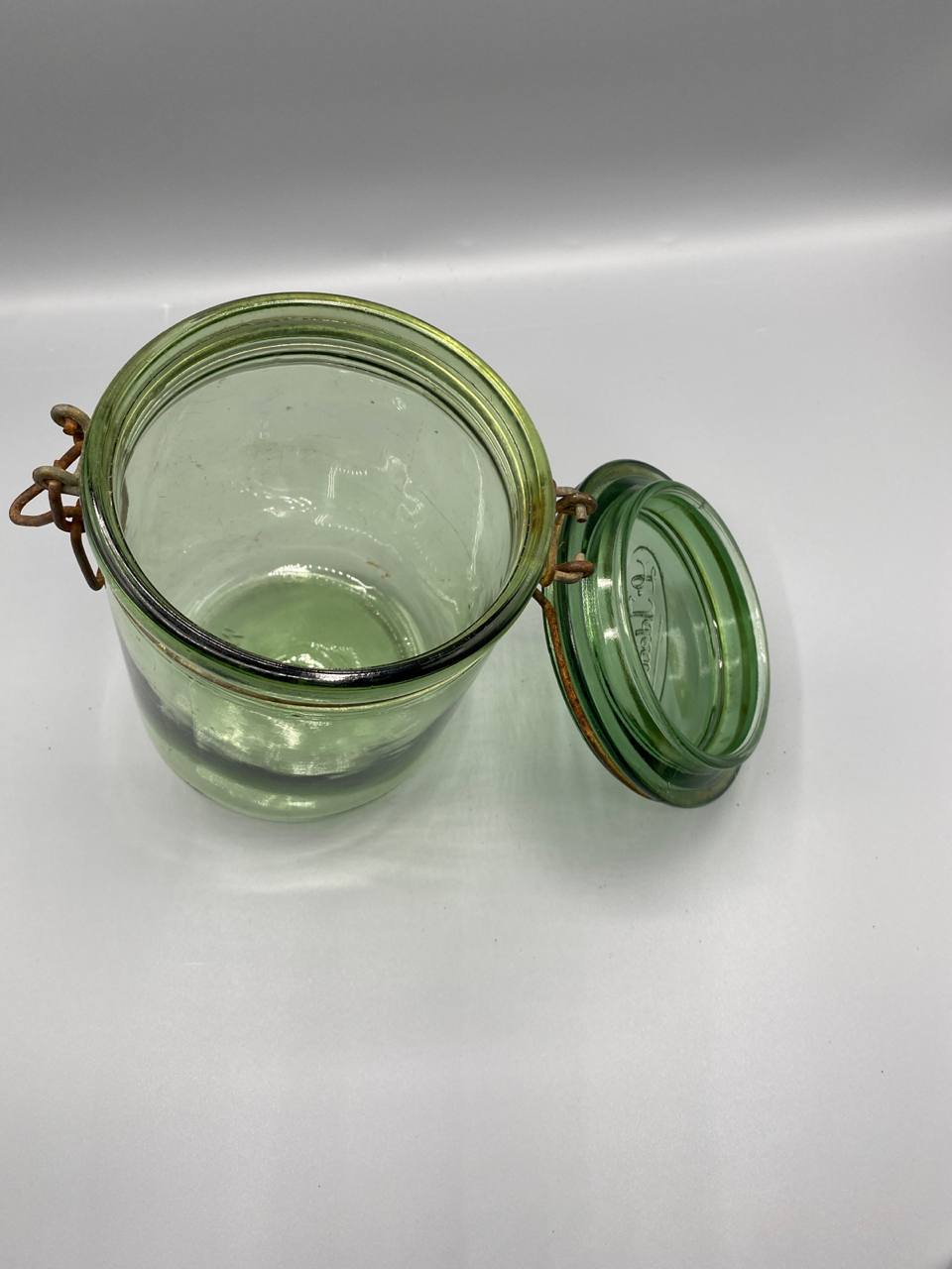 Bocal « L'Idéale » en verre vert – Fermeture fil de fer – France, circa 1920-1950