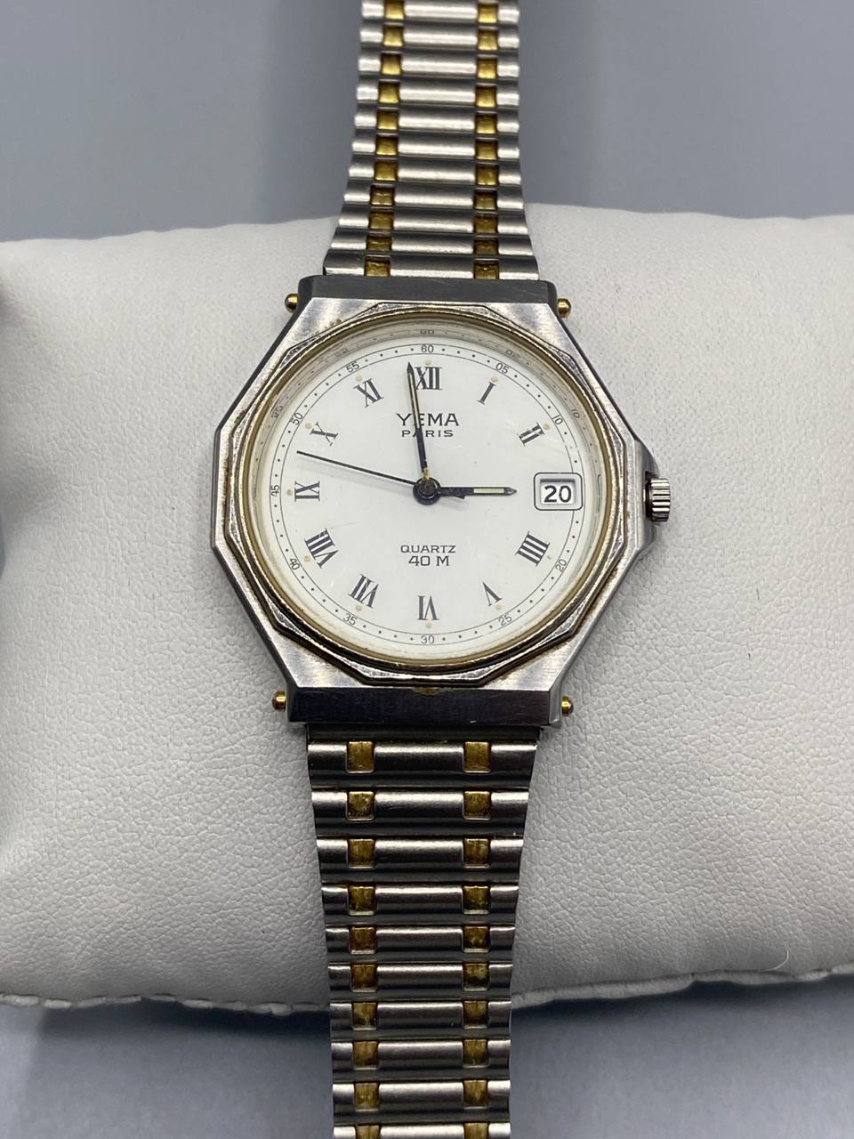 Montre YEMA Paris – Quartz 40M – Boîtier octogonal bicolore – À restaurer