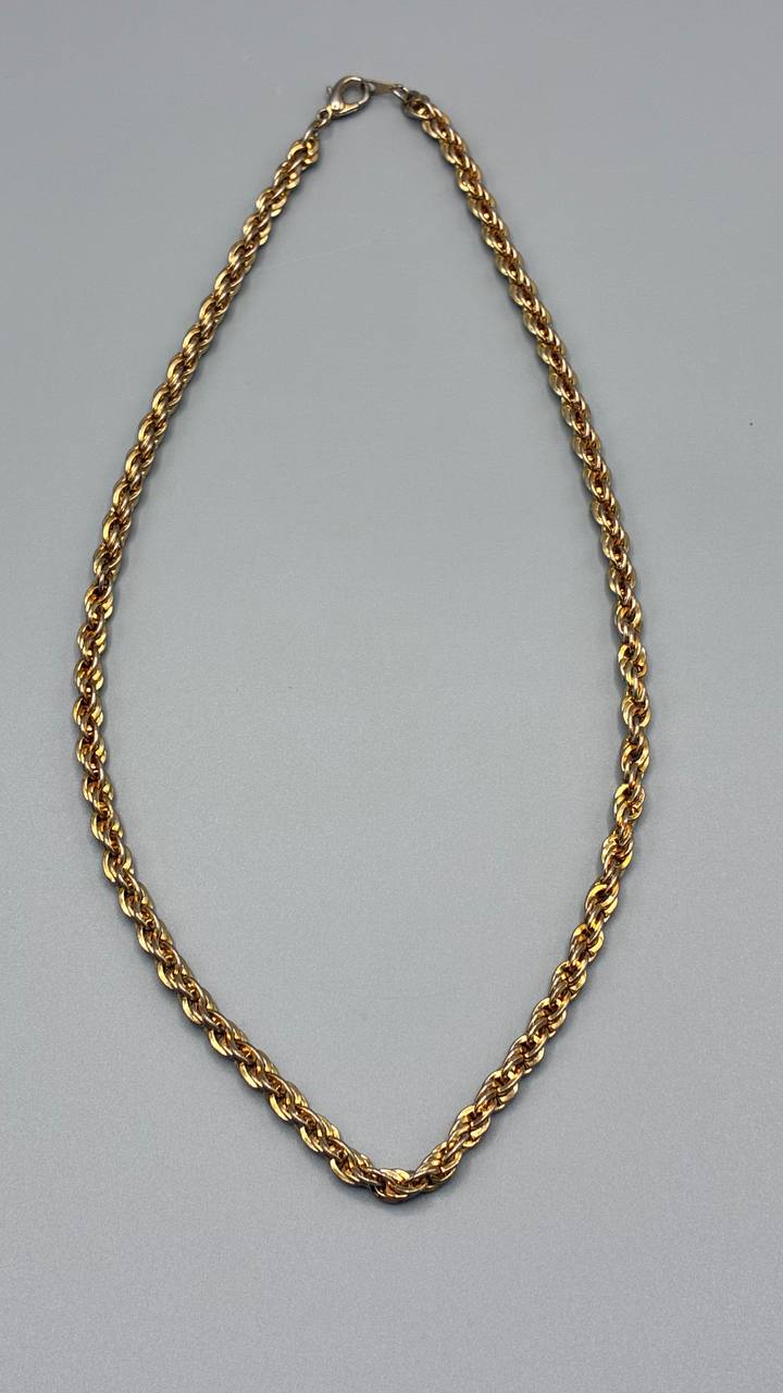 Collier chaîne maille corde dorée – Fermoir mousqueton – 45 cm
