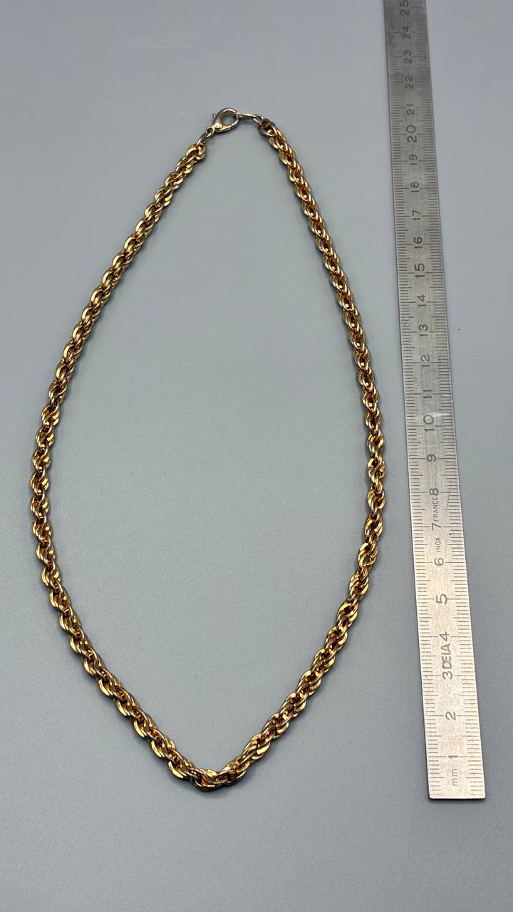 Collier chaîne maille corde dorée – Fermoir mousqueton – 45 cm