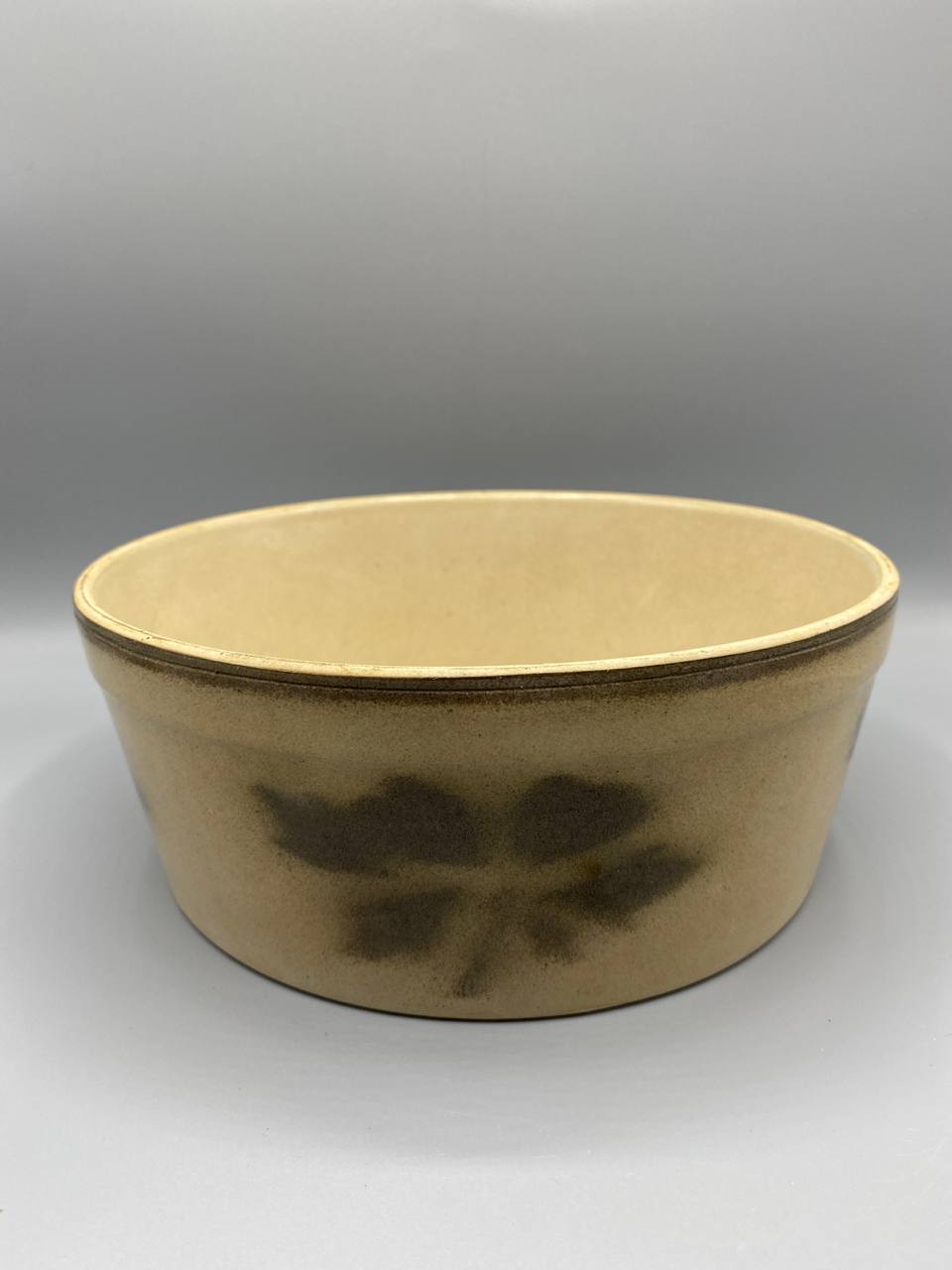 Jatte en grès – Décor végétal trèfle et feuilles – Poterie régionale française