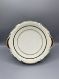 Plat à gâteau faïence Digoin Sarreguemines – Modèle Vendôme – Filets verts et or