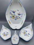 Ensemble 4 pièces gigognes faïence La Chapelle-des-Pots – Décor saintongeais oiseaux bleus