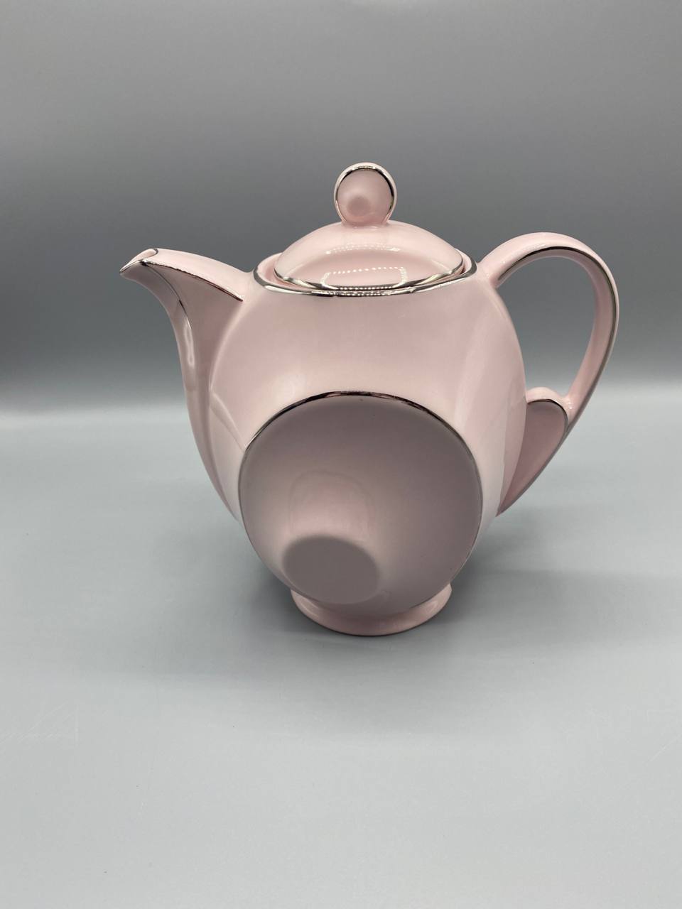 Cafetière porcelaine rose poudré filet platine – ERAS Czechoslovakia – Avec couvercle