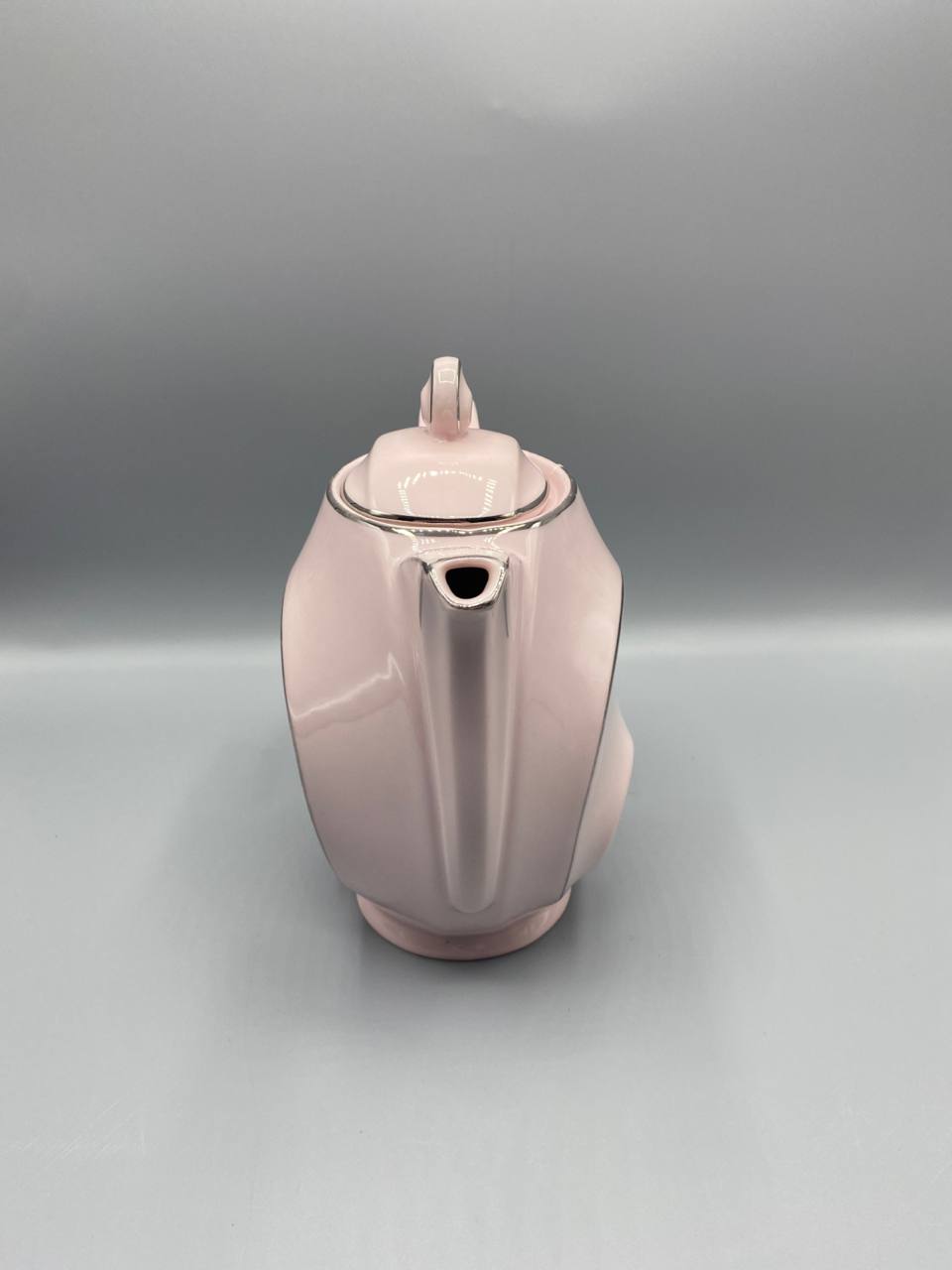 Cafetière porcelaine rose poudré filet platine – ERAS Czechoslovakia – Avec couvercle