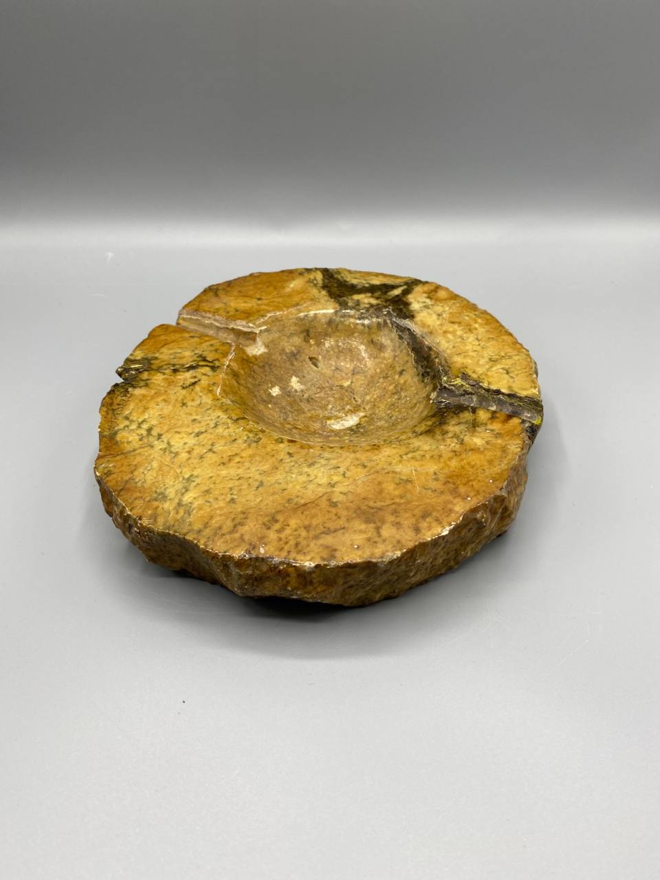Cendrier vintage en pierre onyx massif brut poli années 70